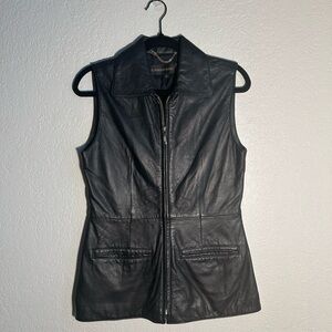 Classiques Entier Women's Black & Gold Accent Genuine Leather Vest Size Small